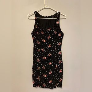 Forever 21 Black floral dress with slit
